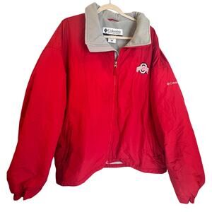 Columbia Mens XXL Ohio State Buckeyes Jacket Full Zip Fleece Lined Red Team Logo
